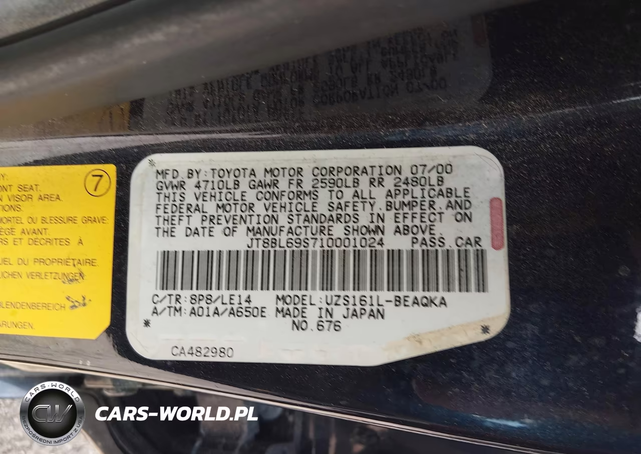 2001 Lexus Gs 430 VIN:JT8BL69S710001024 - 9