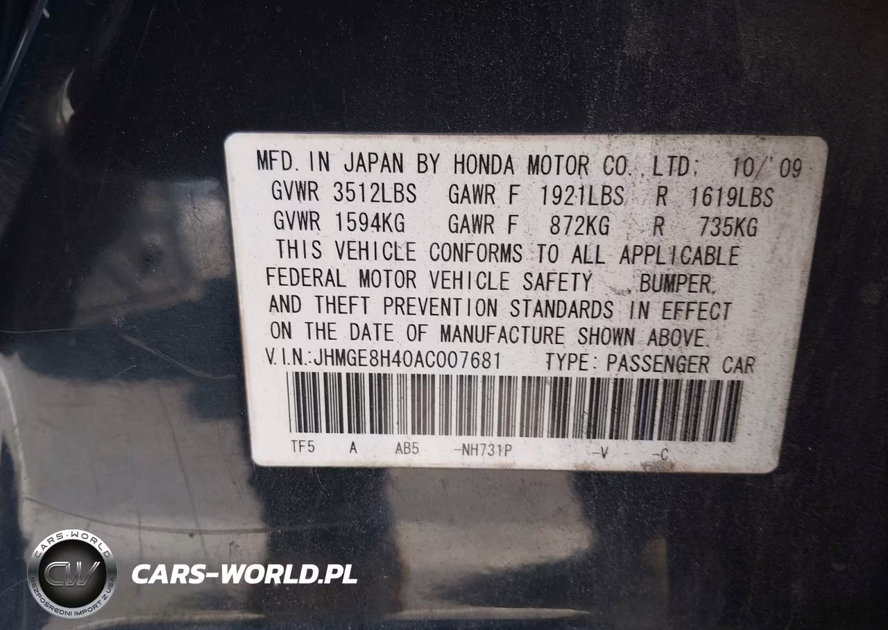 2010 Honda Fit Sport VIN:JHMGE8H40AC007681 - 9