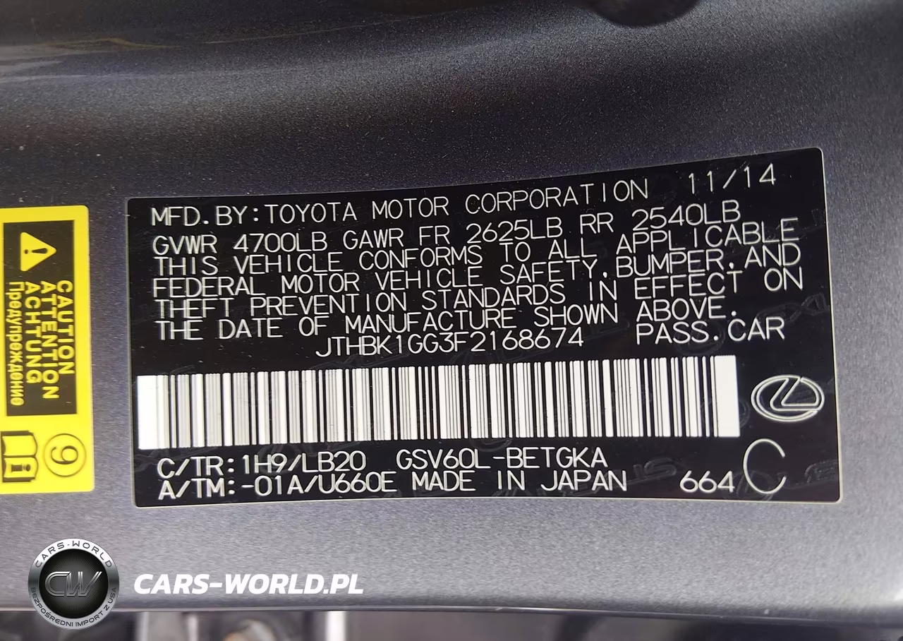 2015 Lexus Es 350 VIN:JTHBK1GG3F2168674 - 9