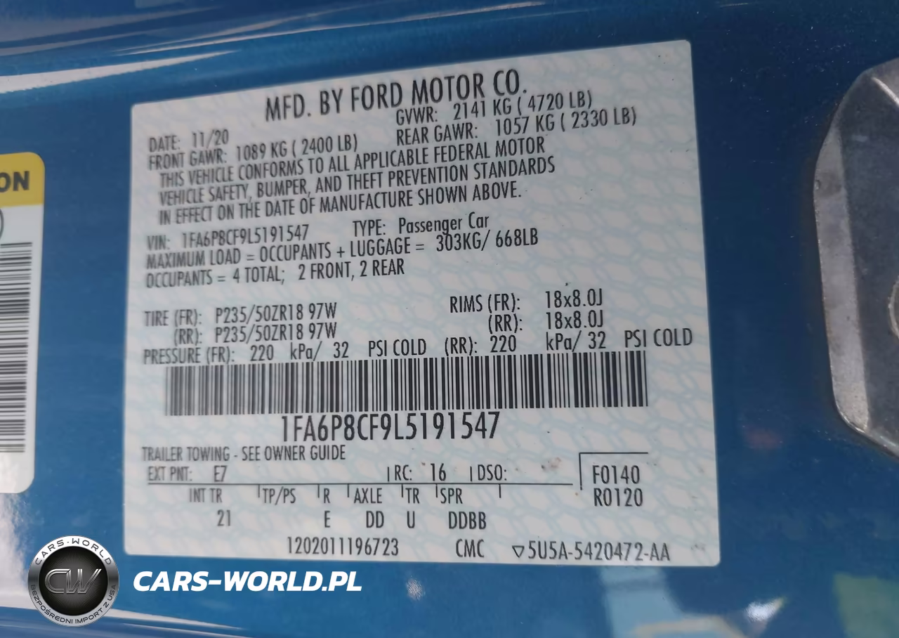 2020 Ford Mustang Gt Fastback VIN:1FA6P8CF9L5191547 - 9