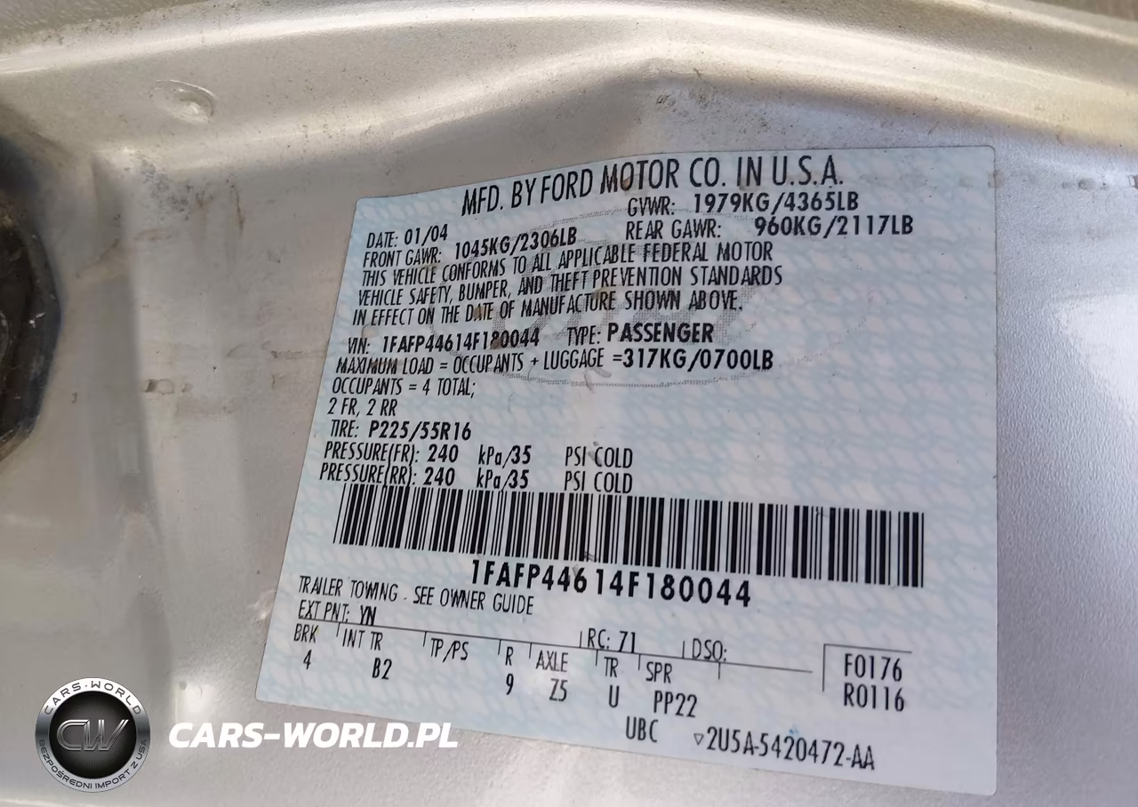 2004 Ford Mustang VIN:1FAFP44614F180044 - 9