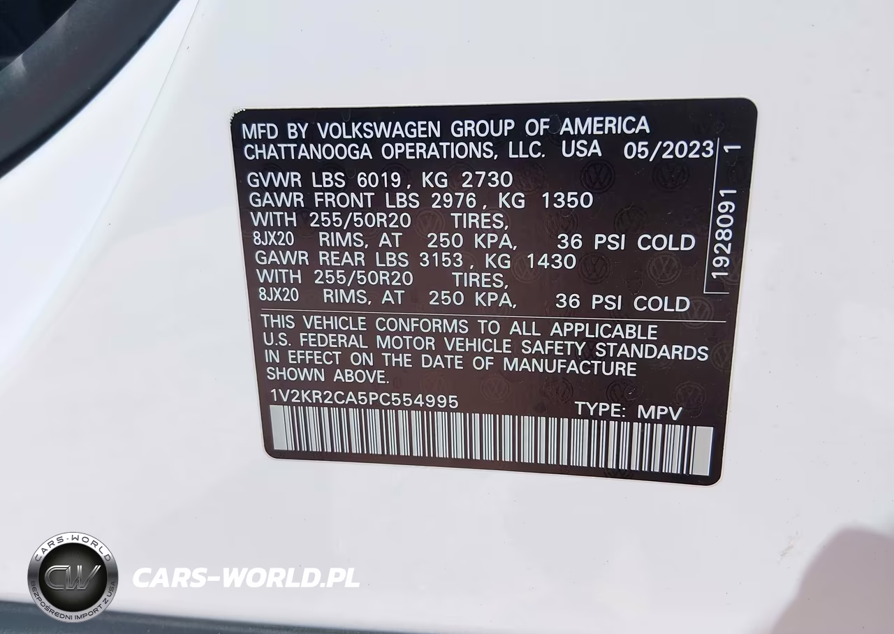 2023 Volkswagen Atlas 3.6L V6 Se W-Technology VIN:1V2KR2CA5PC554995 - 9
