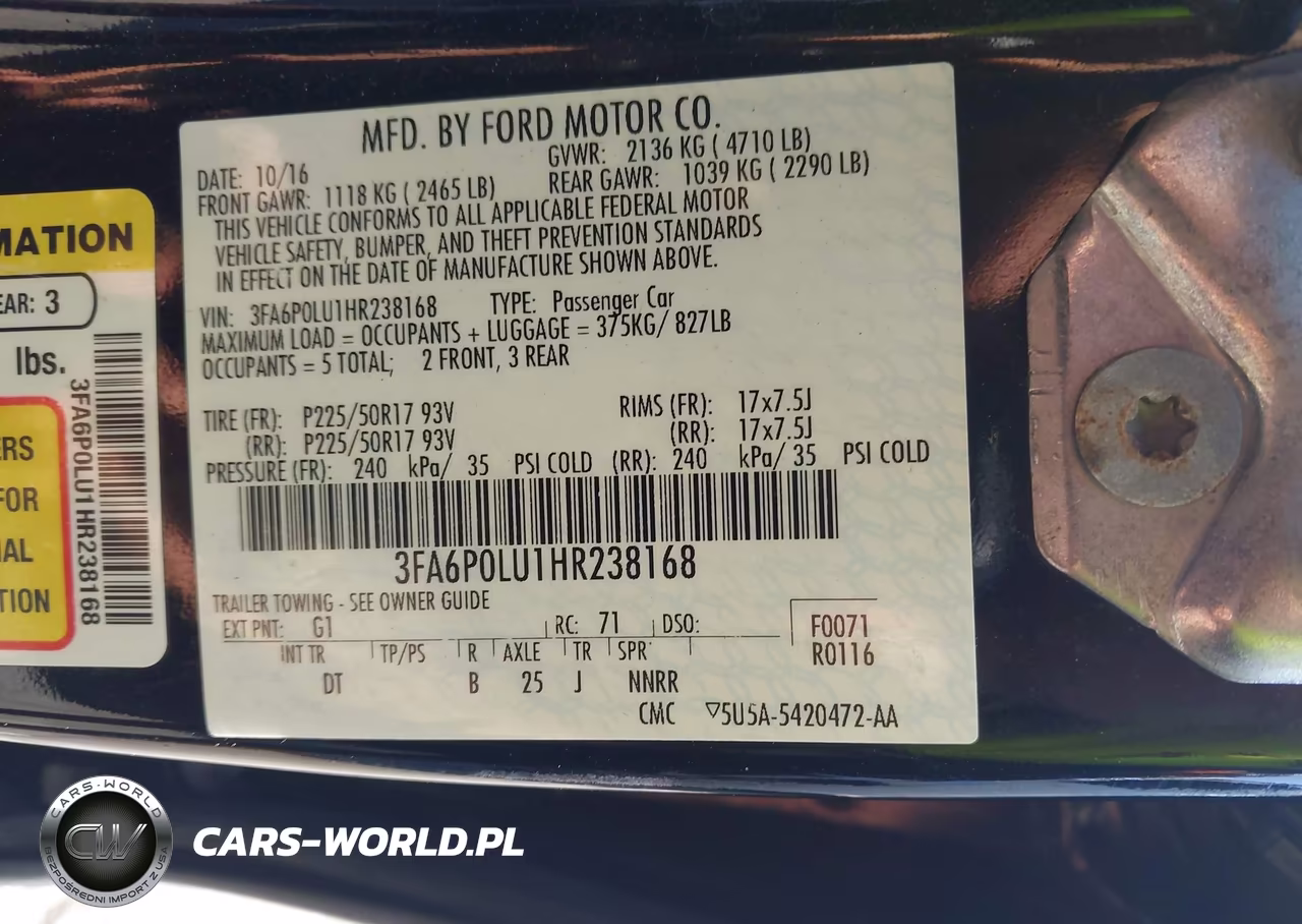 2017 Ford Fusion Hybrid Se VIN:3FA6P0LU1HR238168 - 9