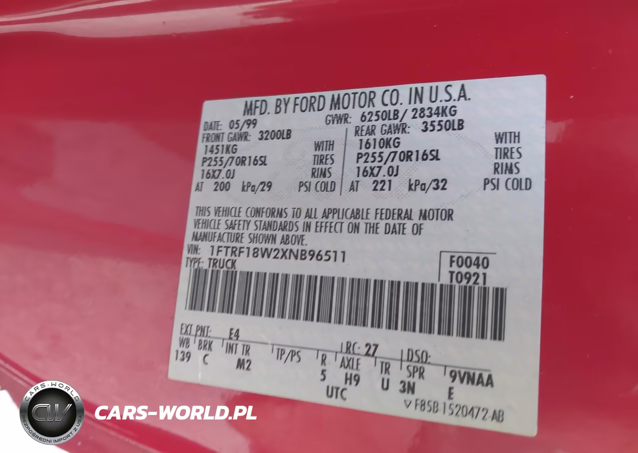 1999 Ford F-150 Lariat-Work Series-Xl-Xlt VIN:1FTRF18W2XNB96511 - 9