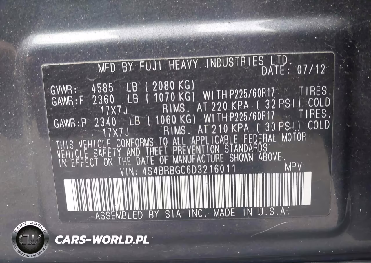 2013 Subaru Outback 2.5I Premium VIN:4S4BRBGC6D3216011 - 9