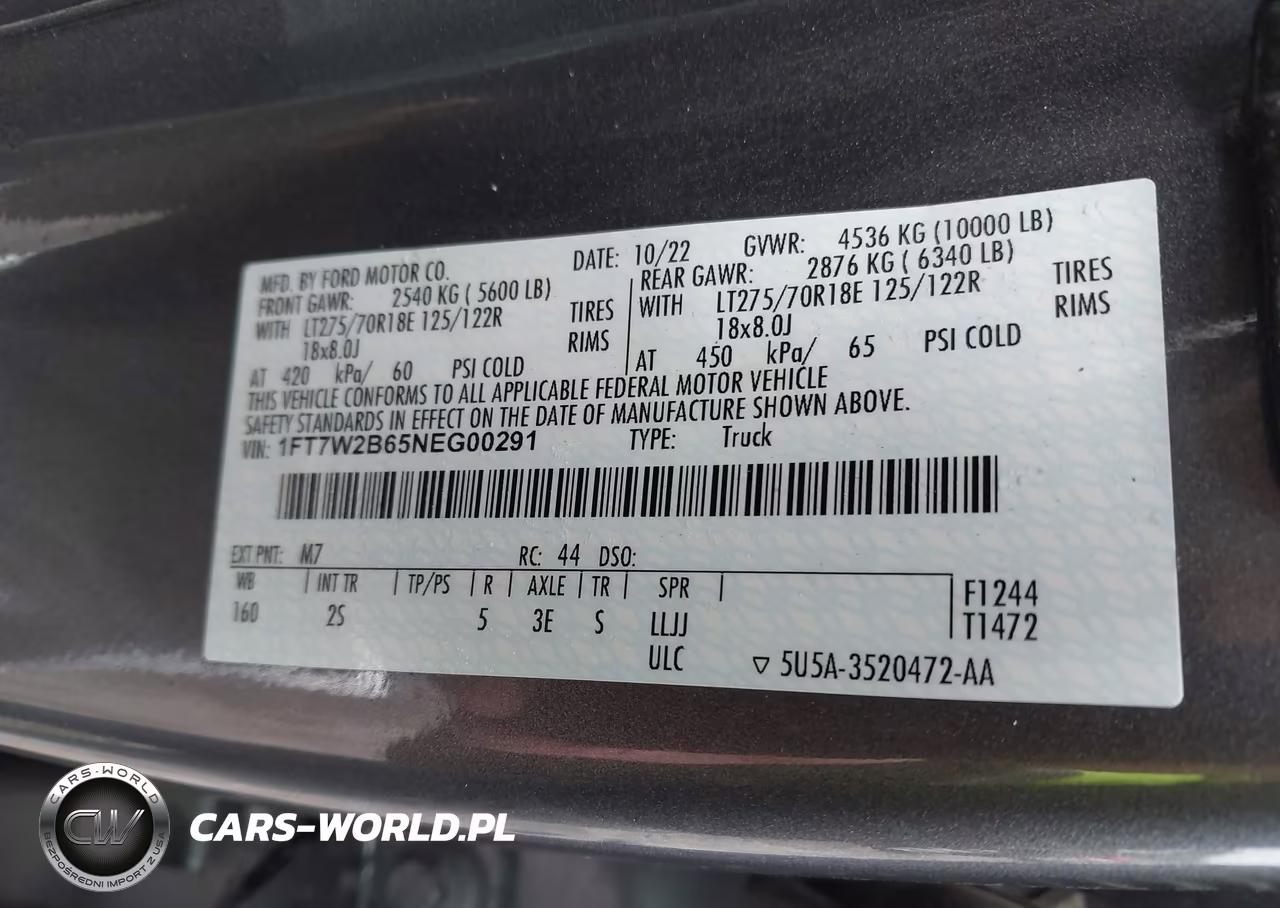 2022 Ford F-250 Xlt VIN:1FT7W2B65NEG00291 - 9