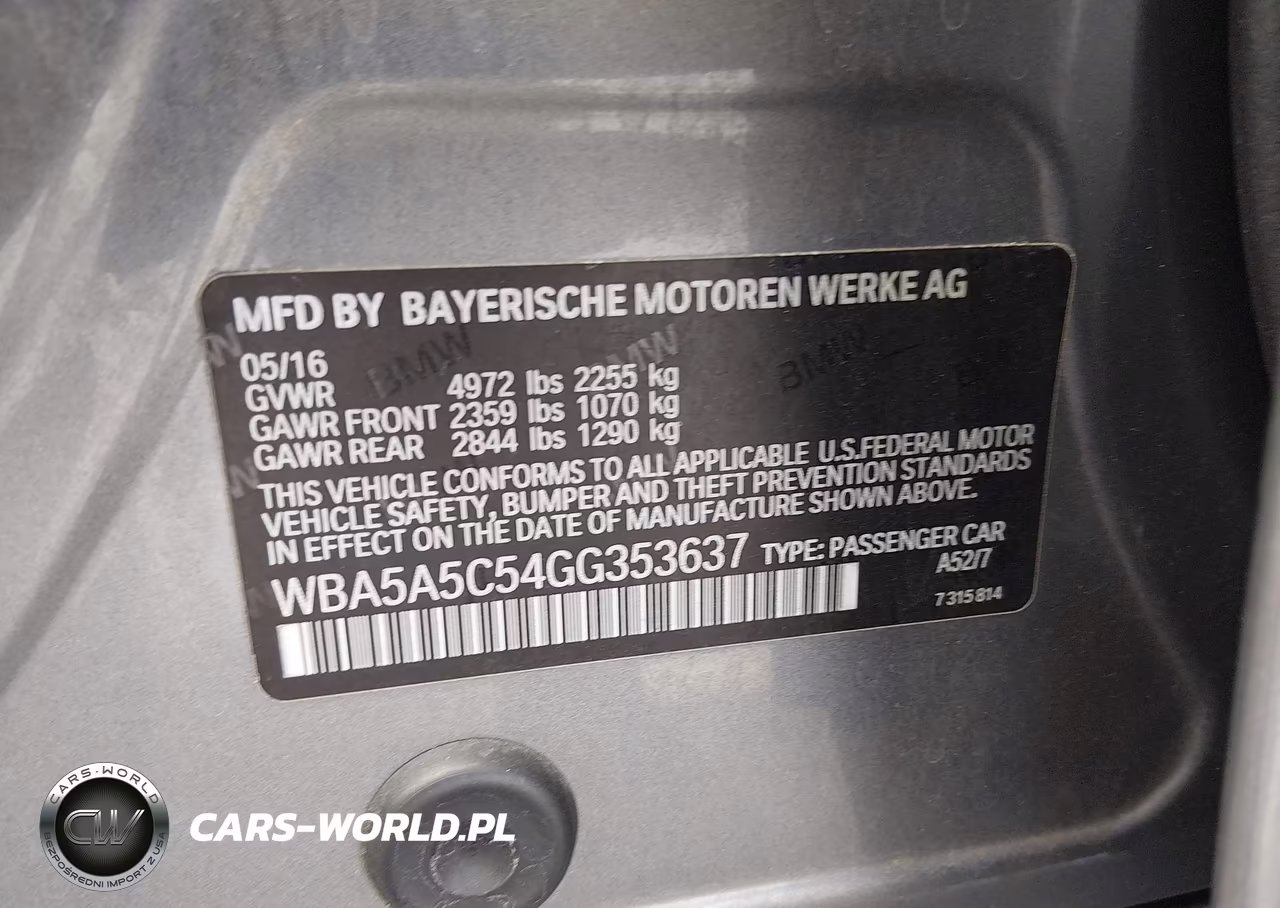 2016 BMW 528I VIN:WBA5A5C54GG353637 - 9