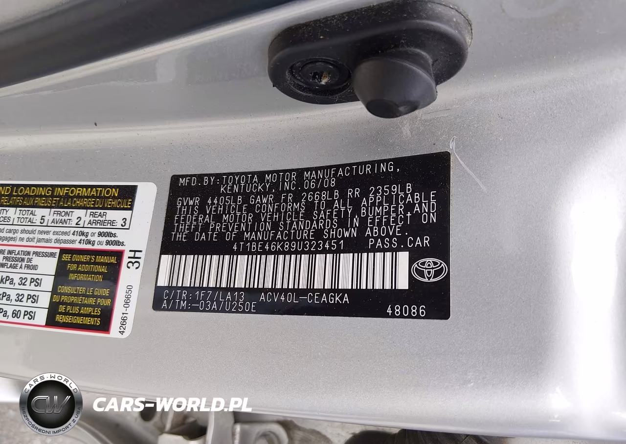 2009 Toyota Camry Xle VIN:4T1BE46K89U323451 - 9