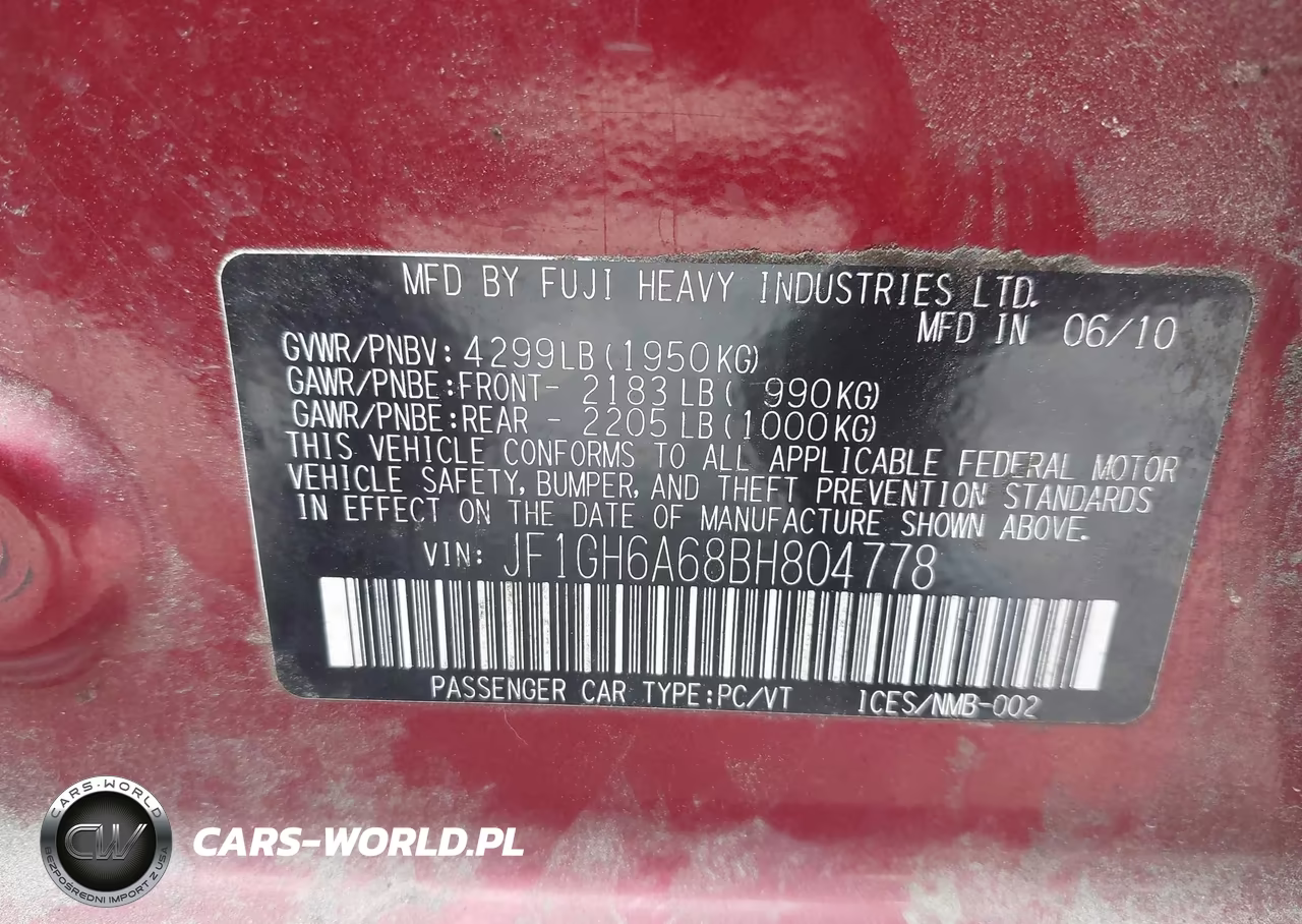 2011 Subaru Impreza 2.5I VIN:JF1GH6A68BH804778 - 9