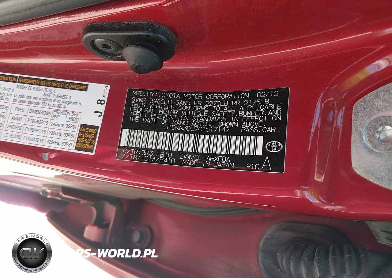 2012 Toyota Prius Two VIN:JTDKN3DU7C1517142 - 9
