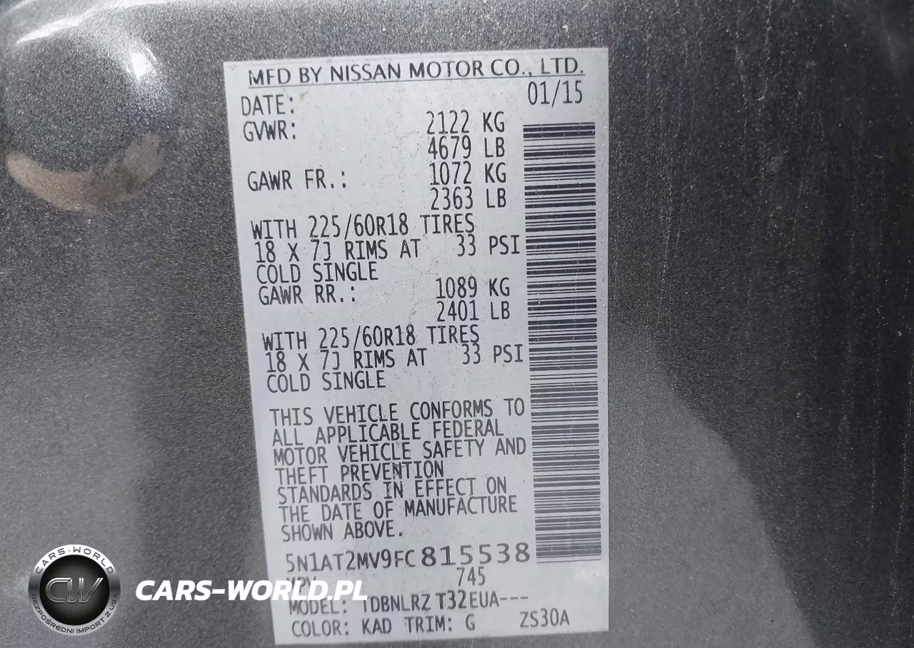 2015 Nissan Rogue Sl VIN:5N1AT2MV9FC815538 - 9