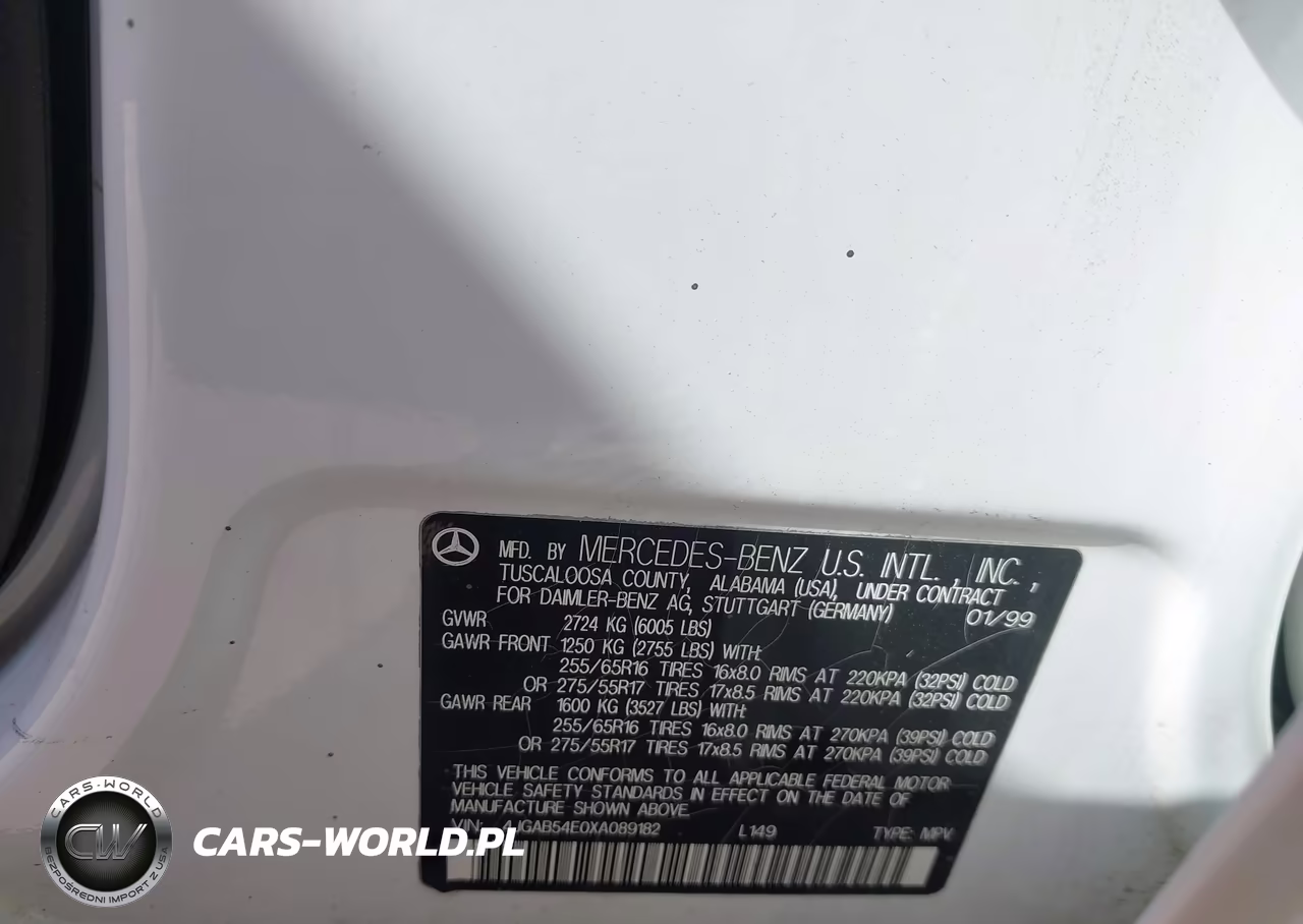 1999 Mercedes-Benz Ml 320 VIN:4JGAB54E0XA089182 - 9