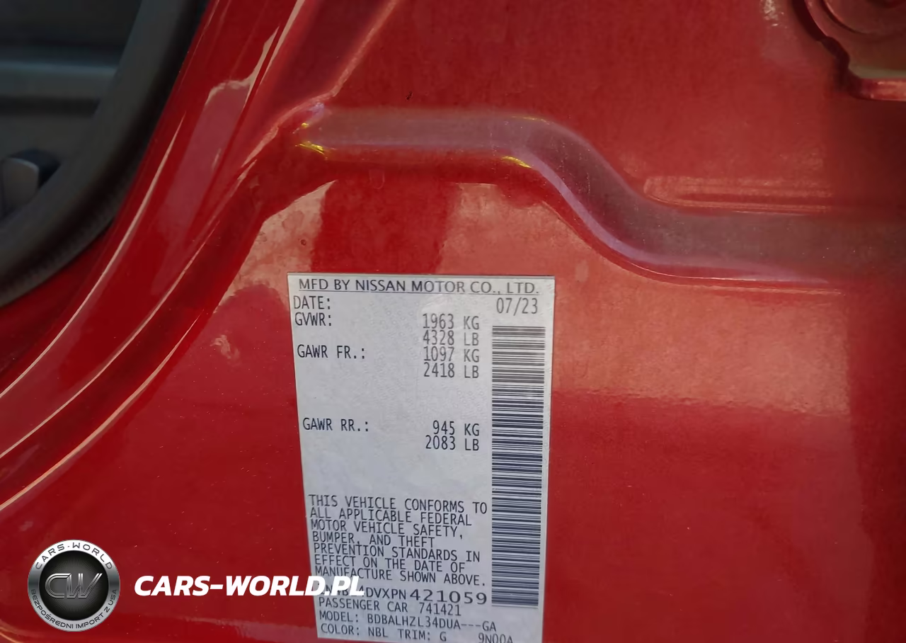 2023 Nissan Altima Sv Fwd VIN:1N4BL4DVXPN421059 - 9