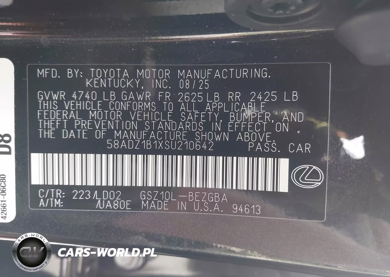2025 Lexus Es 350 VIN:58ADZ1B1XSU210642 - 9