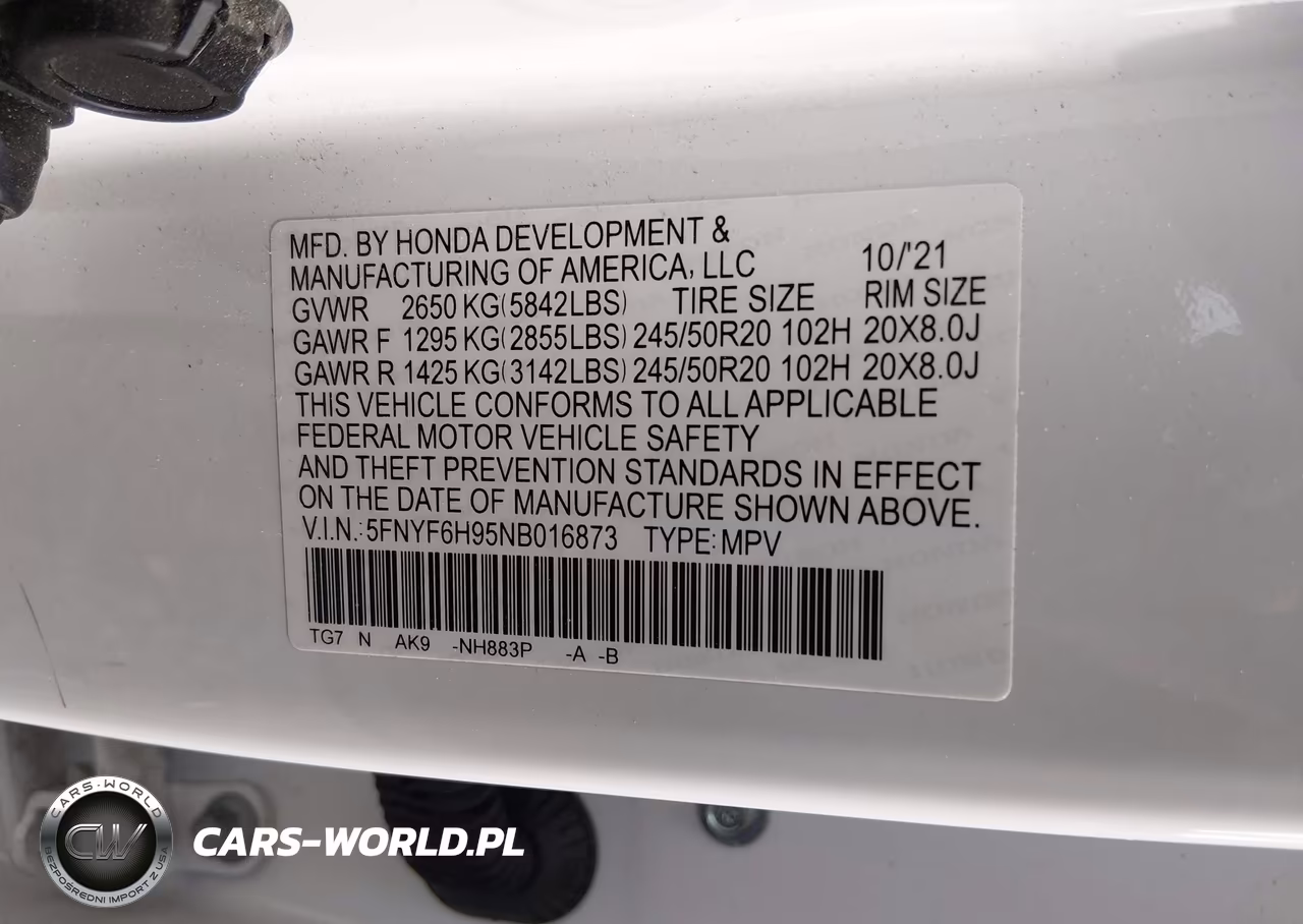 2022 Honda Pilot Awd Touring 8 Passenger VIN:5FNYF6H95NB016873 - 9