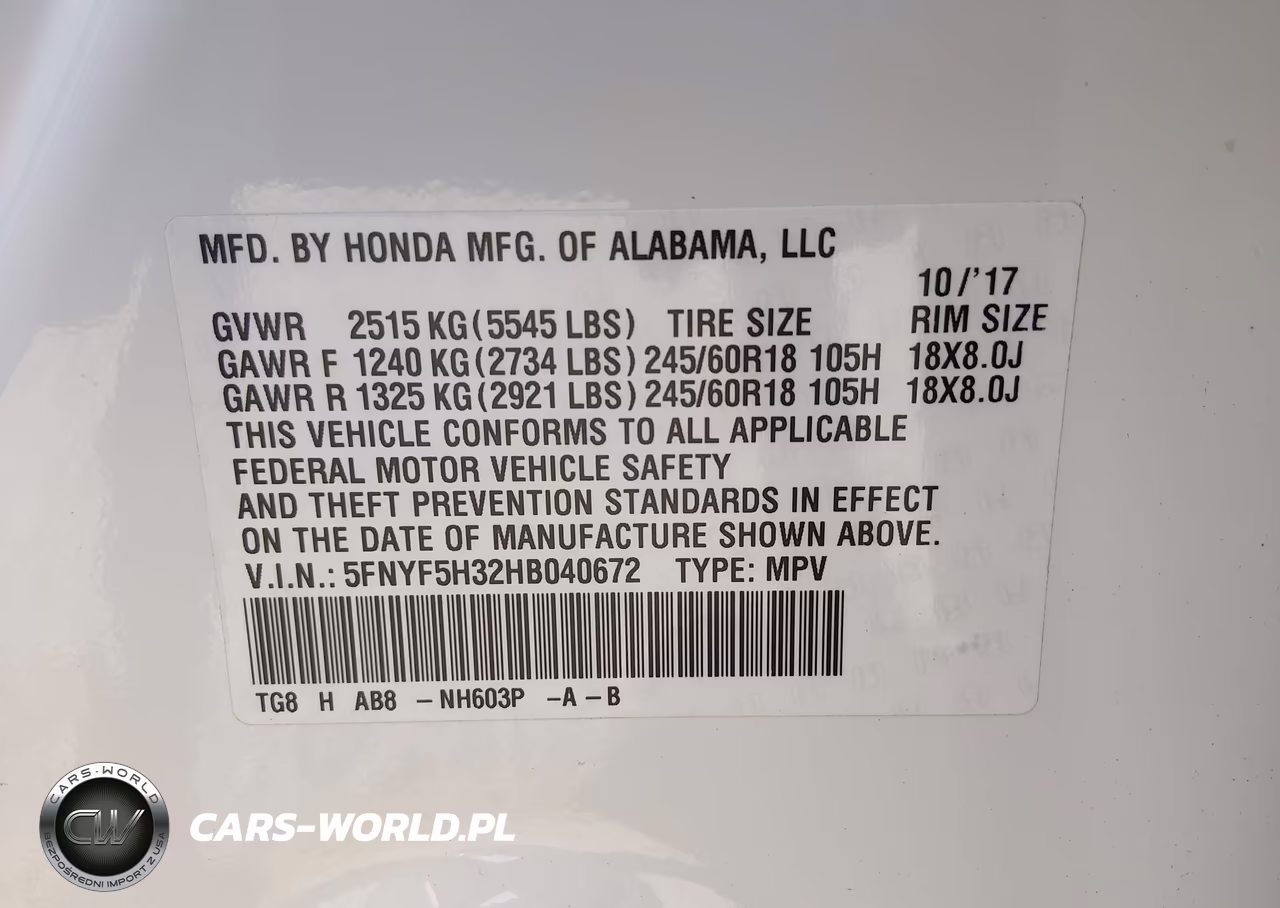 2017 Honda Pilot Ex VIN:5FNYF5H32HB040672 - 9