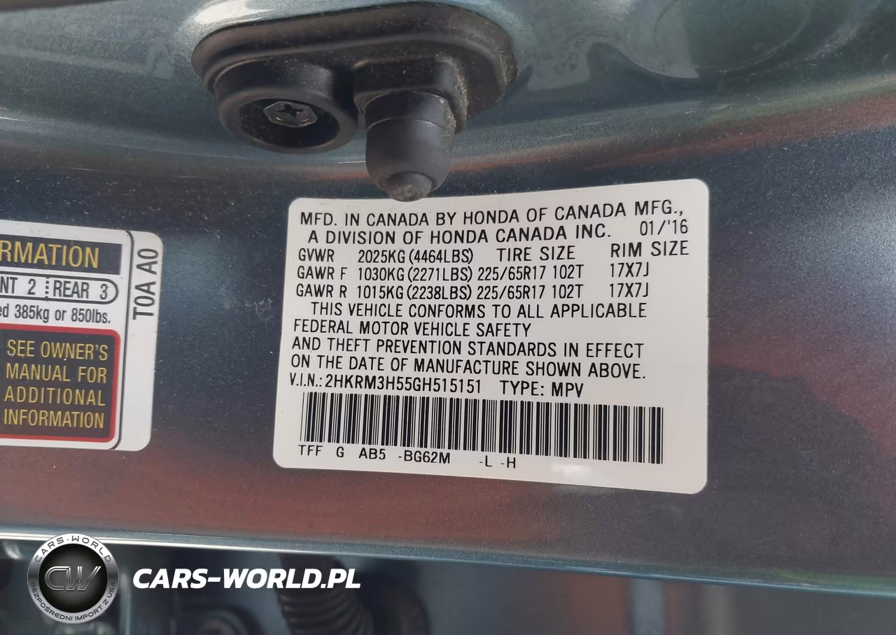 2016 Honda Cr-V Ex VIN:2HKRM3H55GH515151 - 9