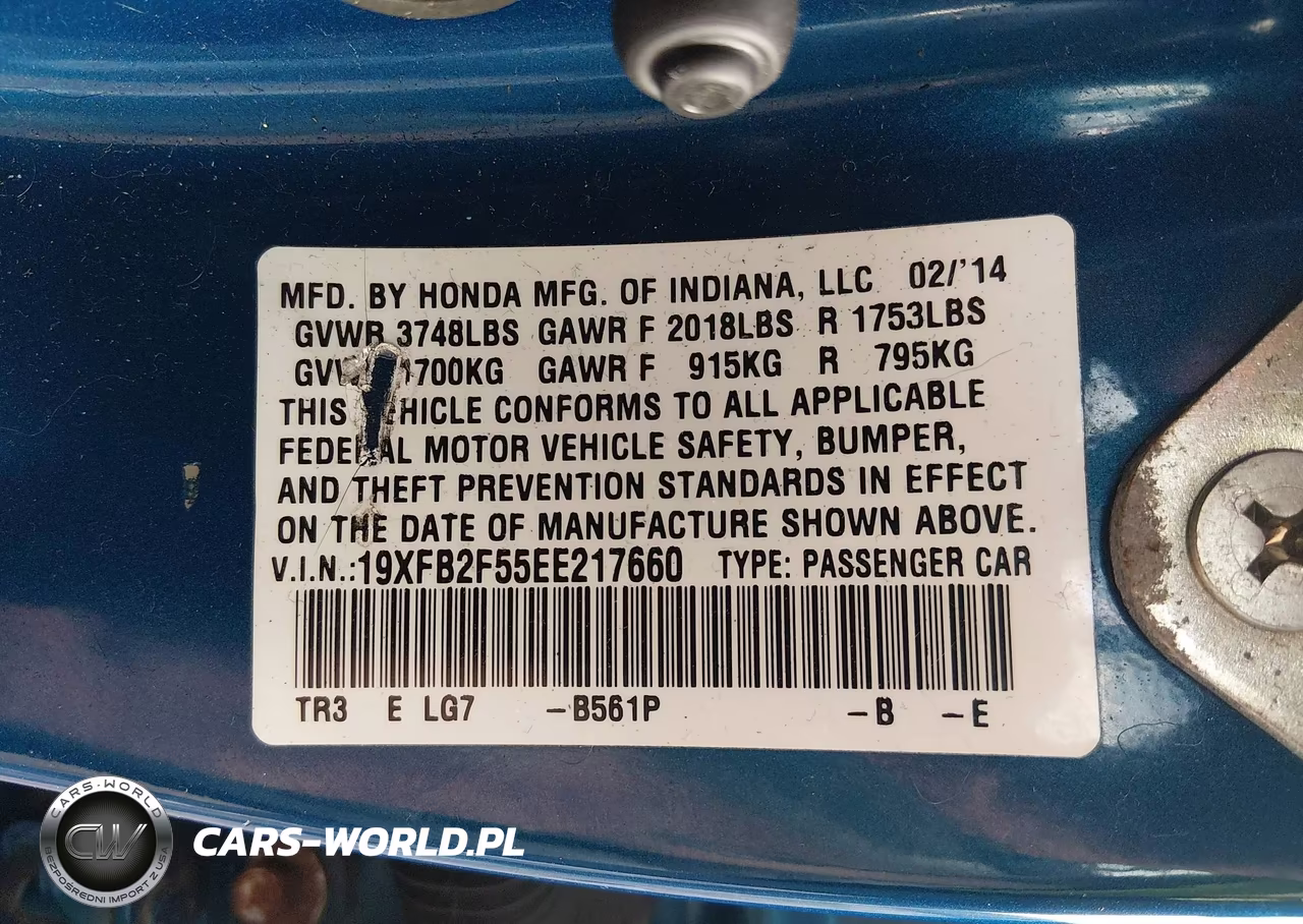 2014 Honda Civic Lx VIN:19XFB2F55EE217660 - 9