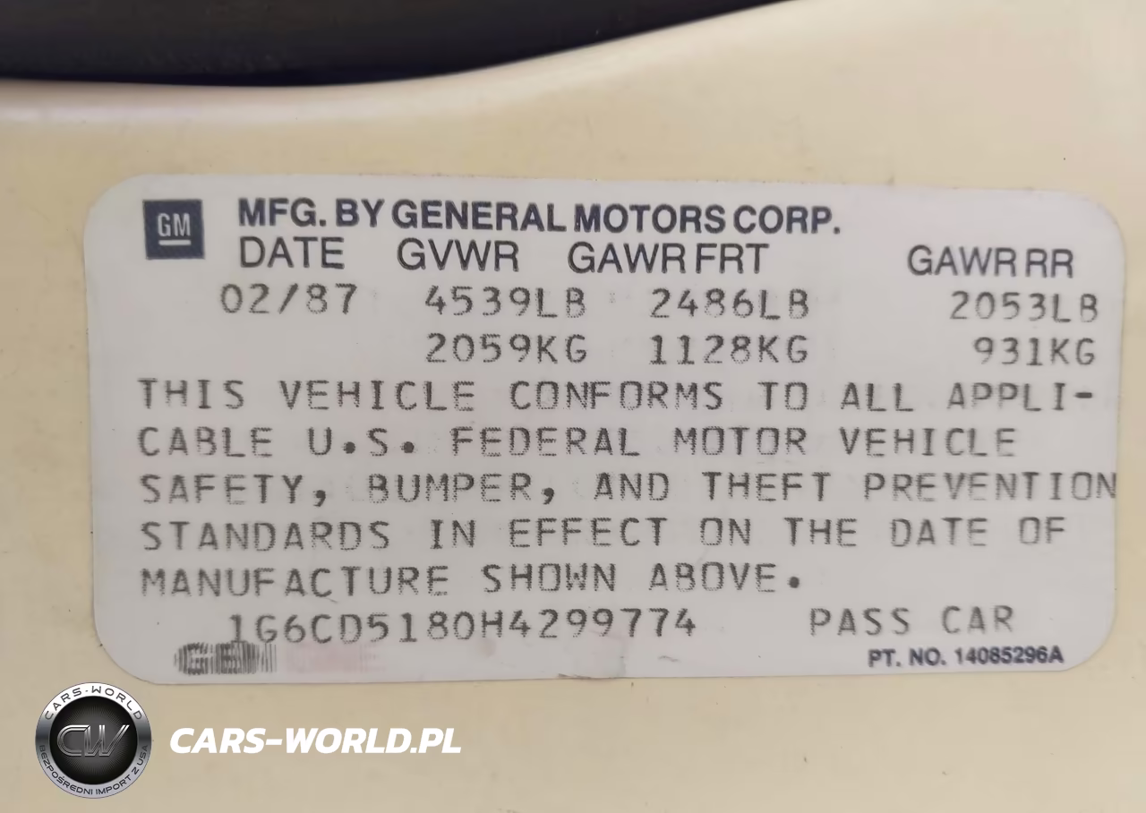 1987 Cadillac Deville VIN:1G6CD5180H4299774 - 9