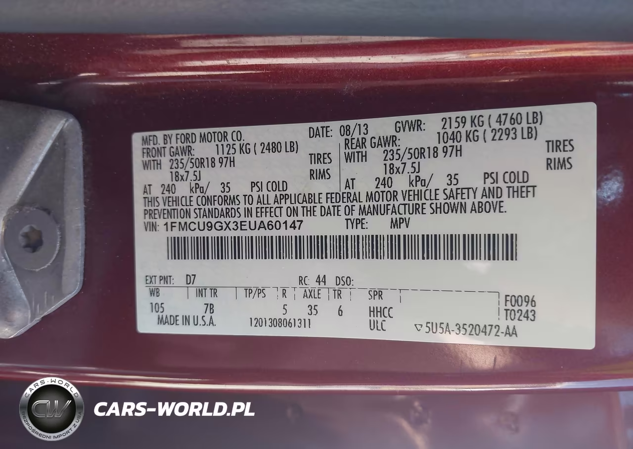 2014 Ford Escape Se VIN:1FMCU9GX3EUA60147 - 9
