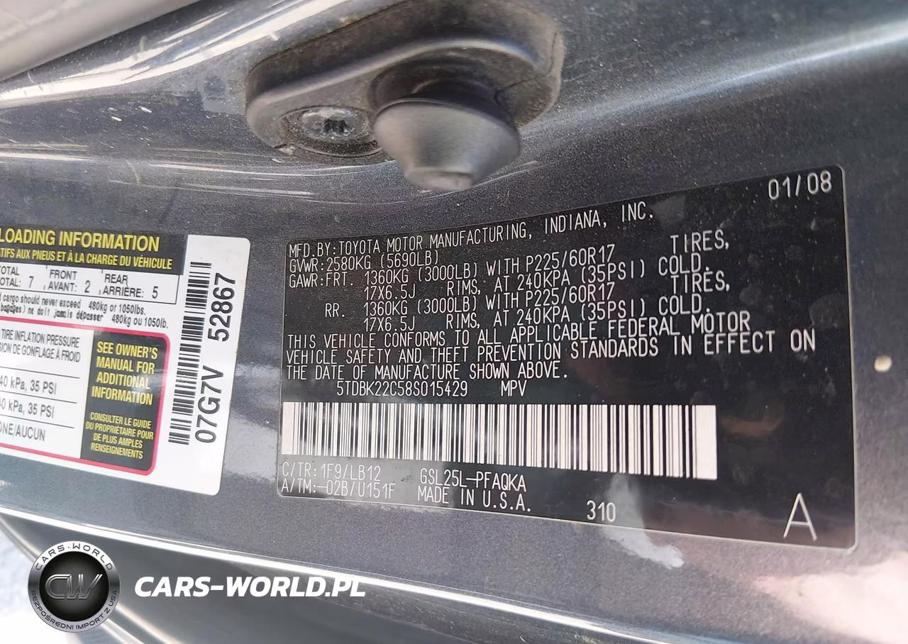 2008 Toyota Sienna Limited VIN:5TDBK22C58S015429 - 9