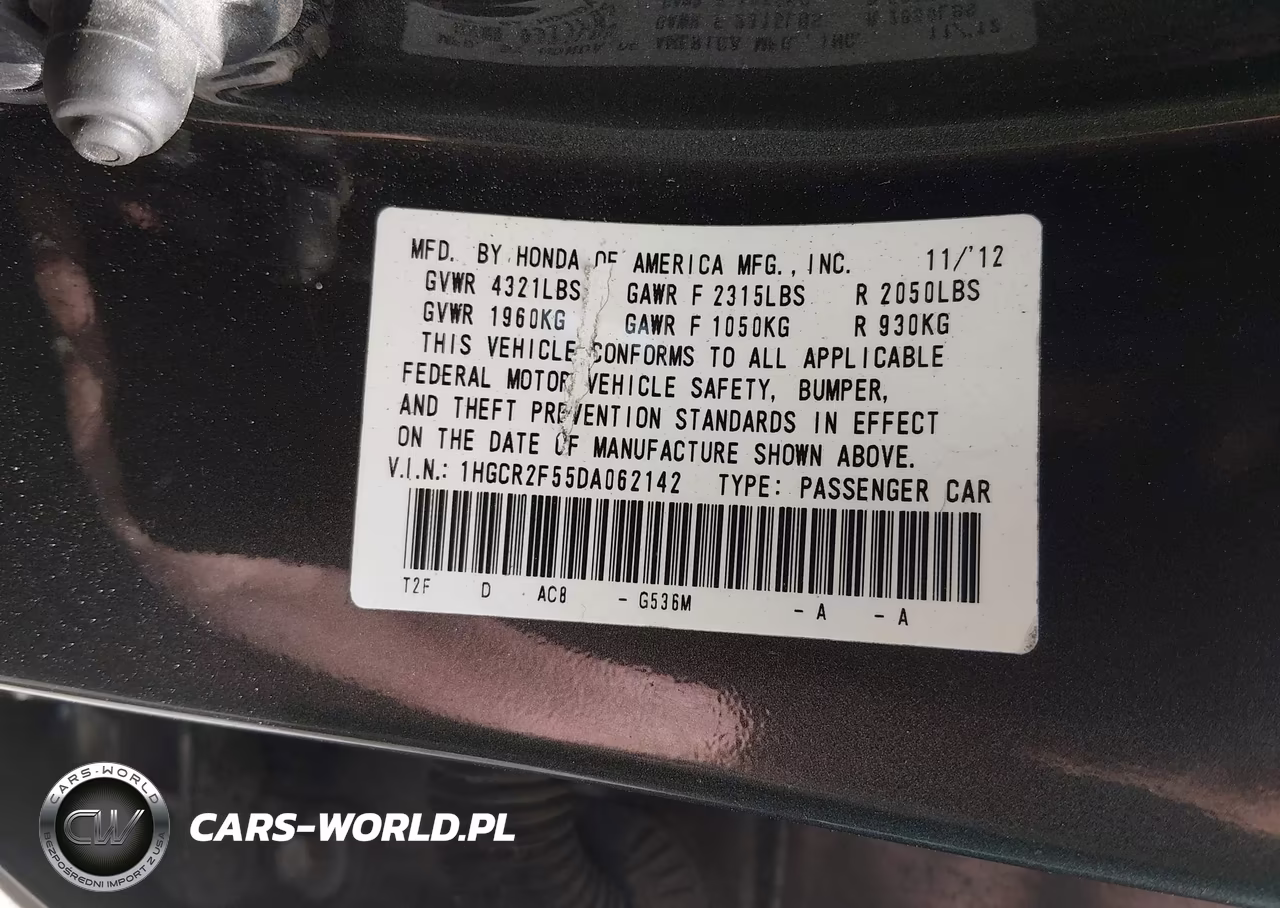 2013 Honda Accord Sport VIN:1HGCR2F55DA062142 - 9