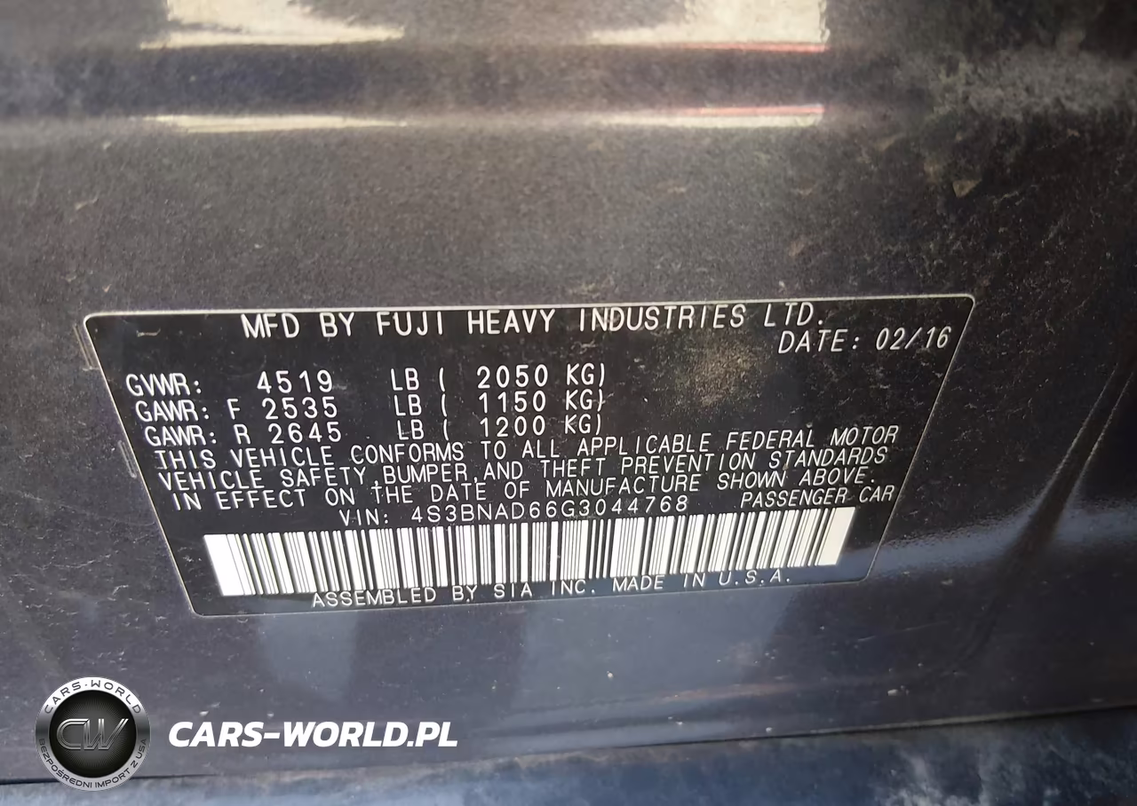 2016 Subaru Legacy 2.5I Premium VIN:4S3BNAD66G3044768 - 9