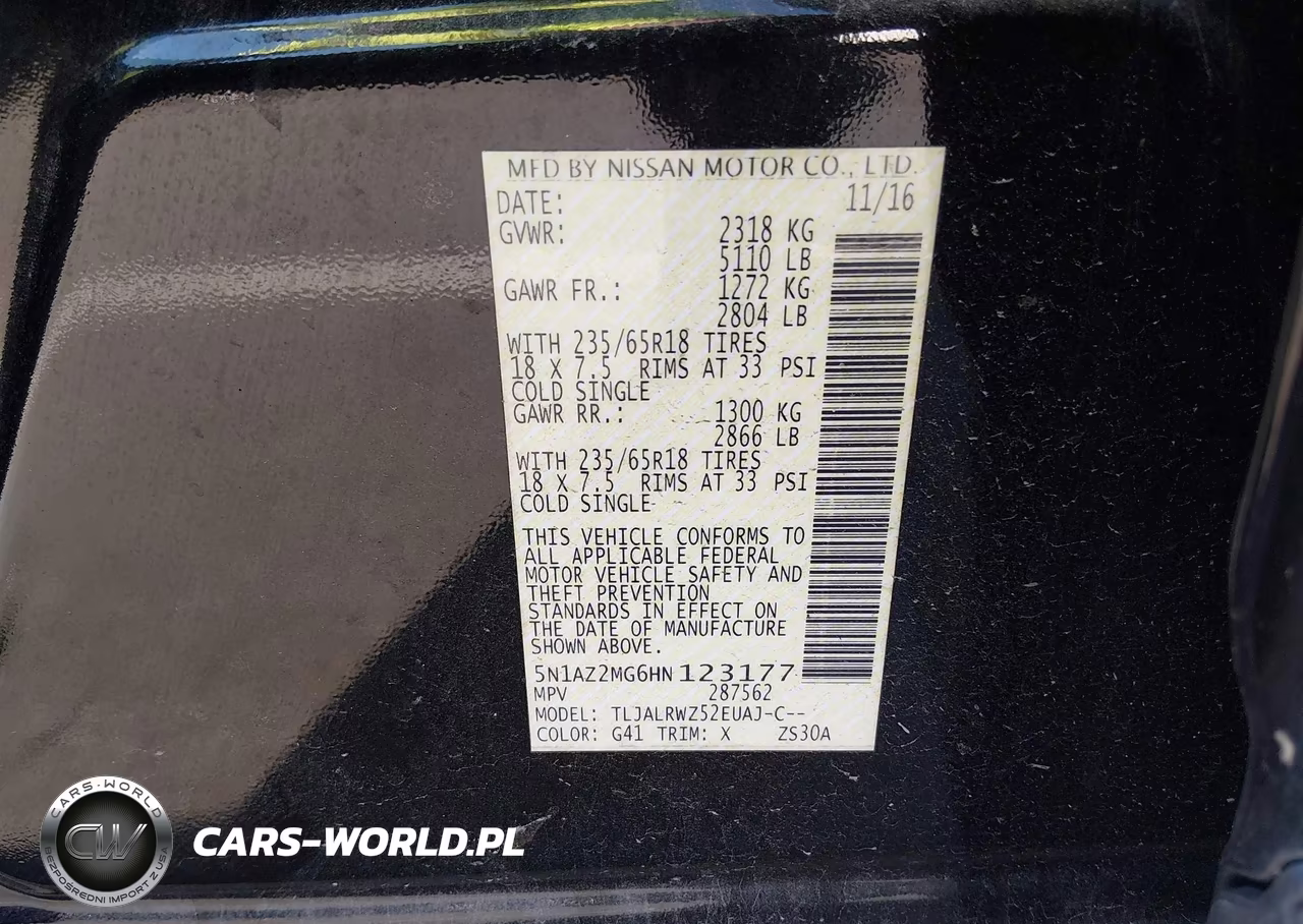 2017 Nissan Murano Sl VIN:5N1AZ2MG6HN123177 - 9