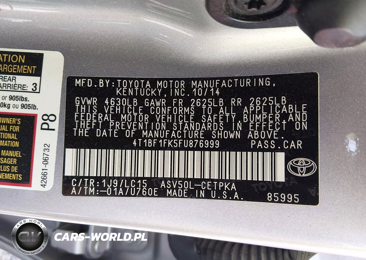 2015 Toyota Camry Xse VIN:4T1BF1FK5FU876999 - 9