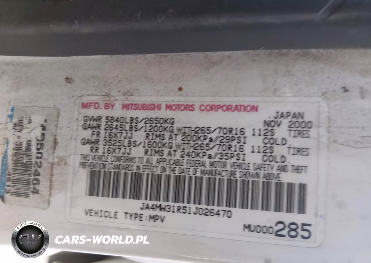 2001 Mitsubishi Montero Xls VIN:JA4MW31R51J026470 - 9