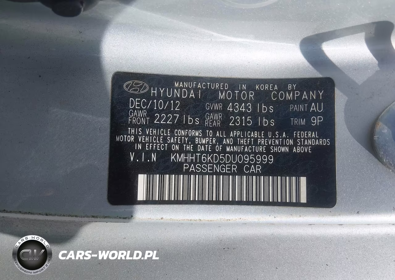 2013 Hyundai Genesis 2.0T VIN:KMHHT6KD5DU095999 - 9