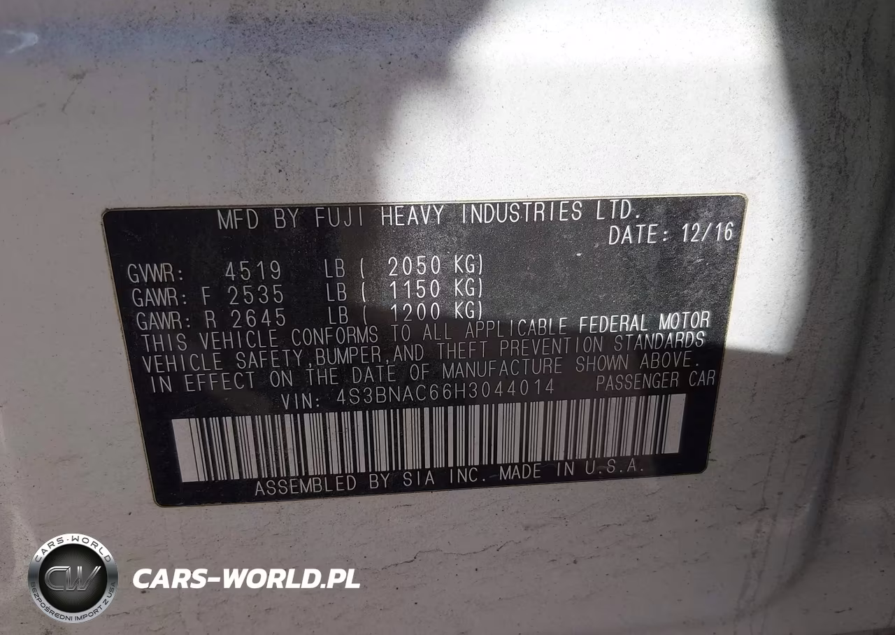 2017 Subaru Legacy 2.5I Premium VIN:4S3BNAC66H3044014 - 9