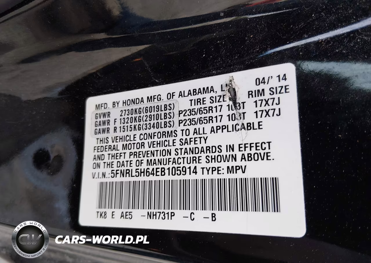 2014 Honda Odyssey Ex-L VIN:5FNRL5H64EB105914 - 9