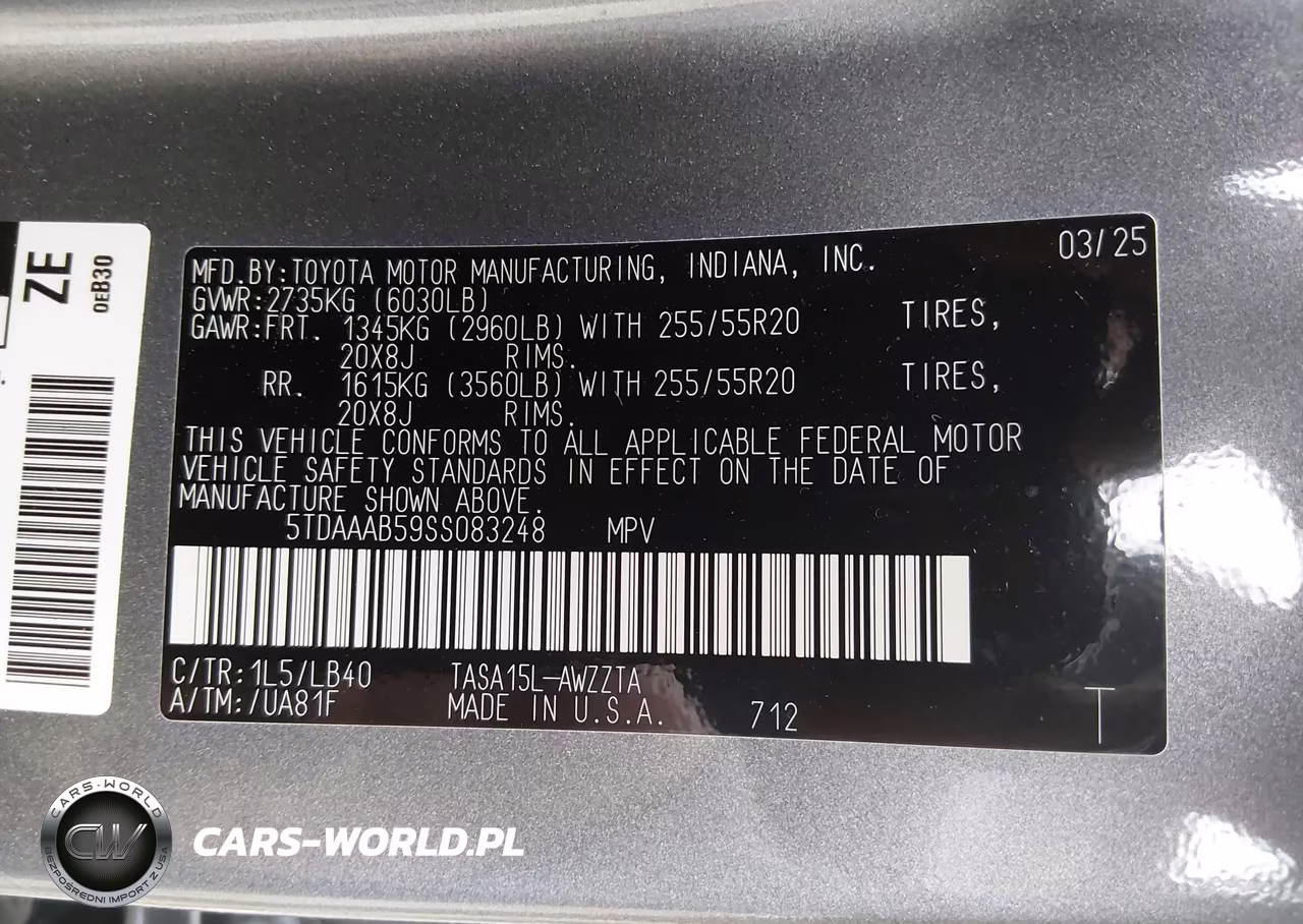 2025 Toyota Grand Highlander Platinum VIN:5TDAAAB59SS083248 - 9