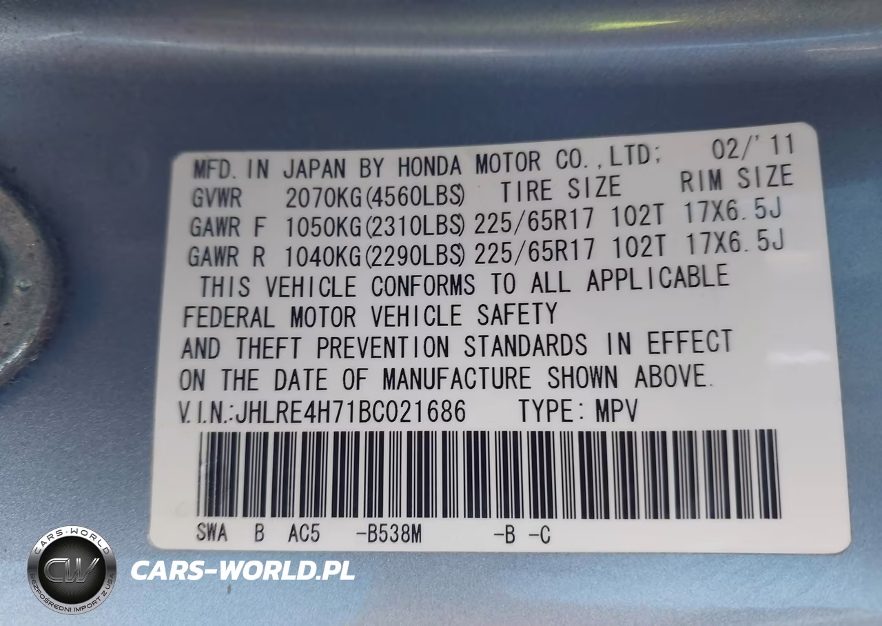 2011 Honda Cr-V Ex-L VIN:JHLRE4H71BC021686 - 9