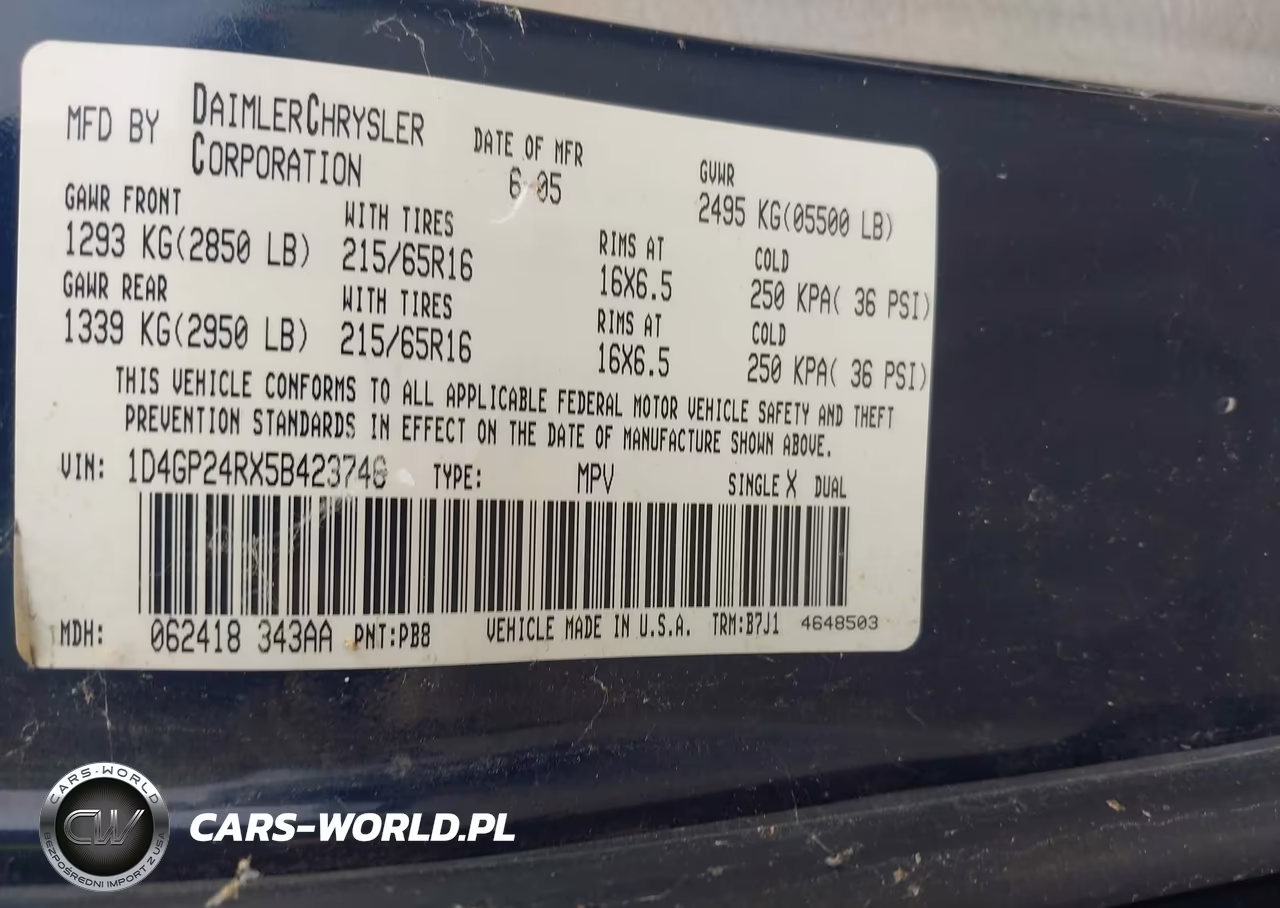 2005 Dodge Grand Caravan Se VIN:1D4GP24RX5B423746 - 9