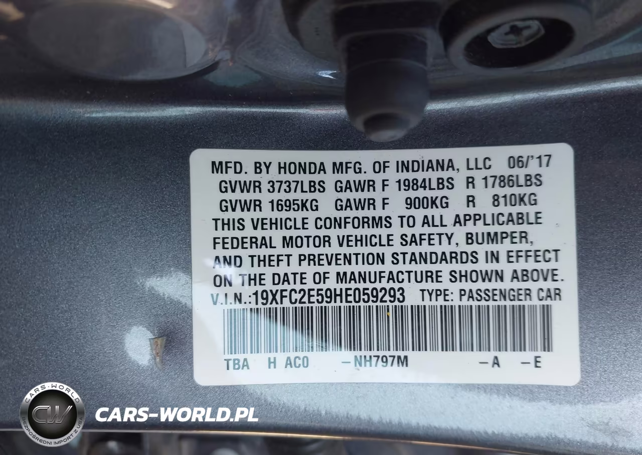 2017 Honda Civic Lx VIN:19XFC2E59HE059293 - 9