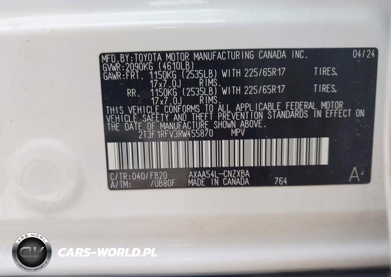 2024 Toyota Rav4 Le VIN:2T3F1RFV3RW455870 - 9