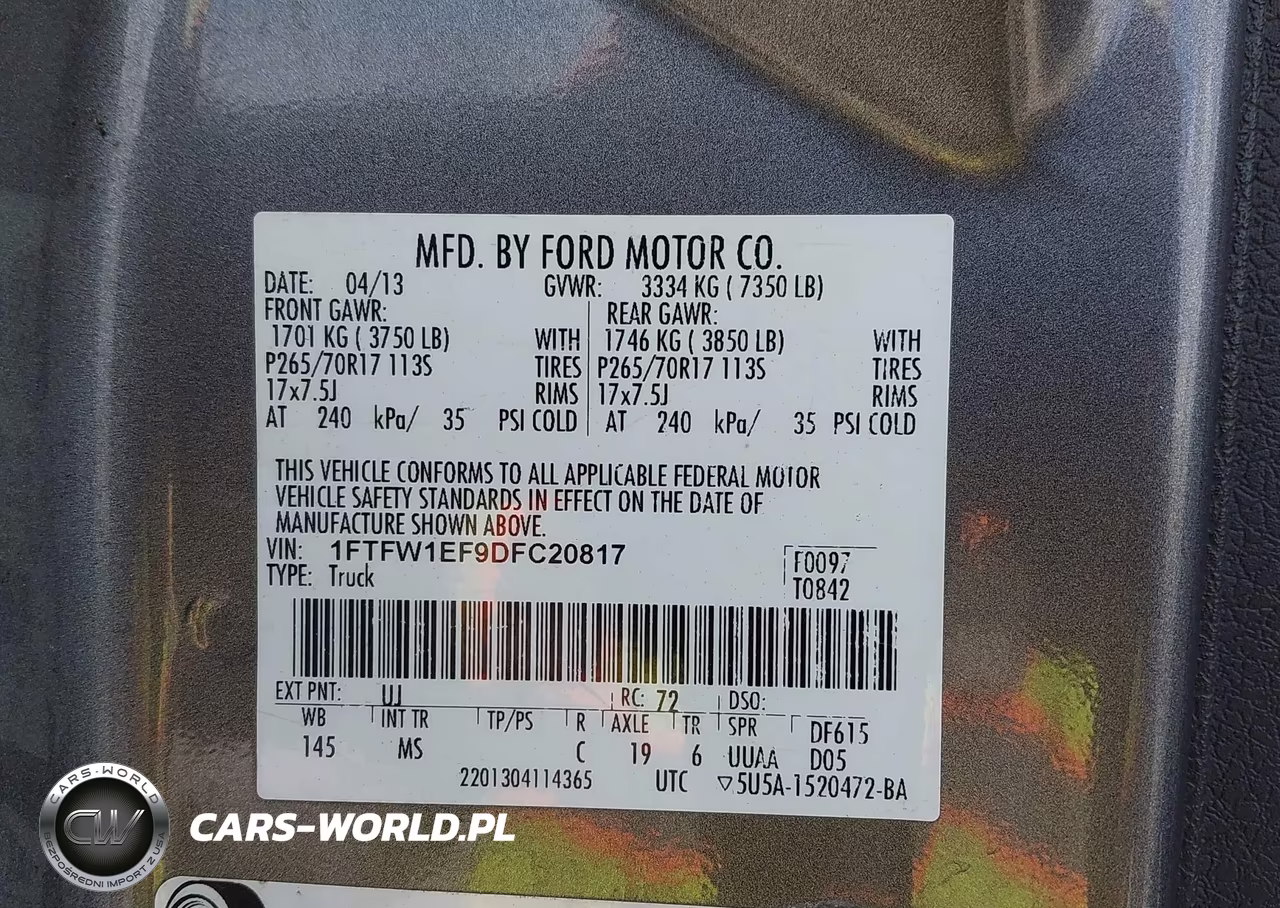 2013 Ford F-150 Xlt VIN:1FTFW1EF9DFC20817 - 9