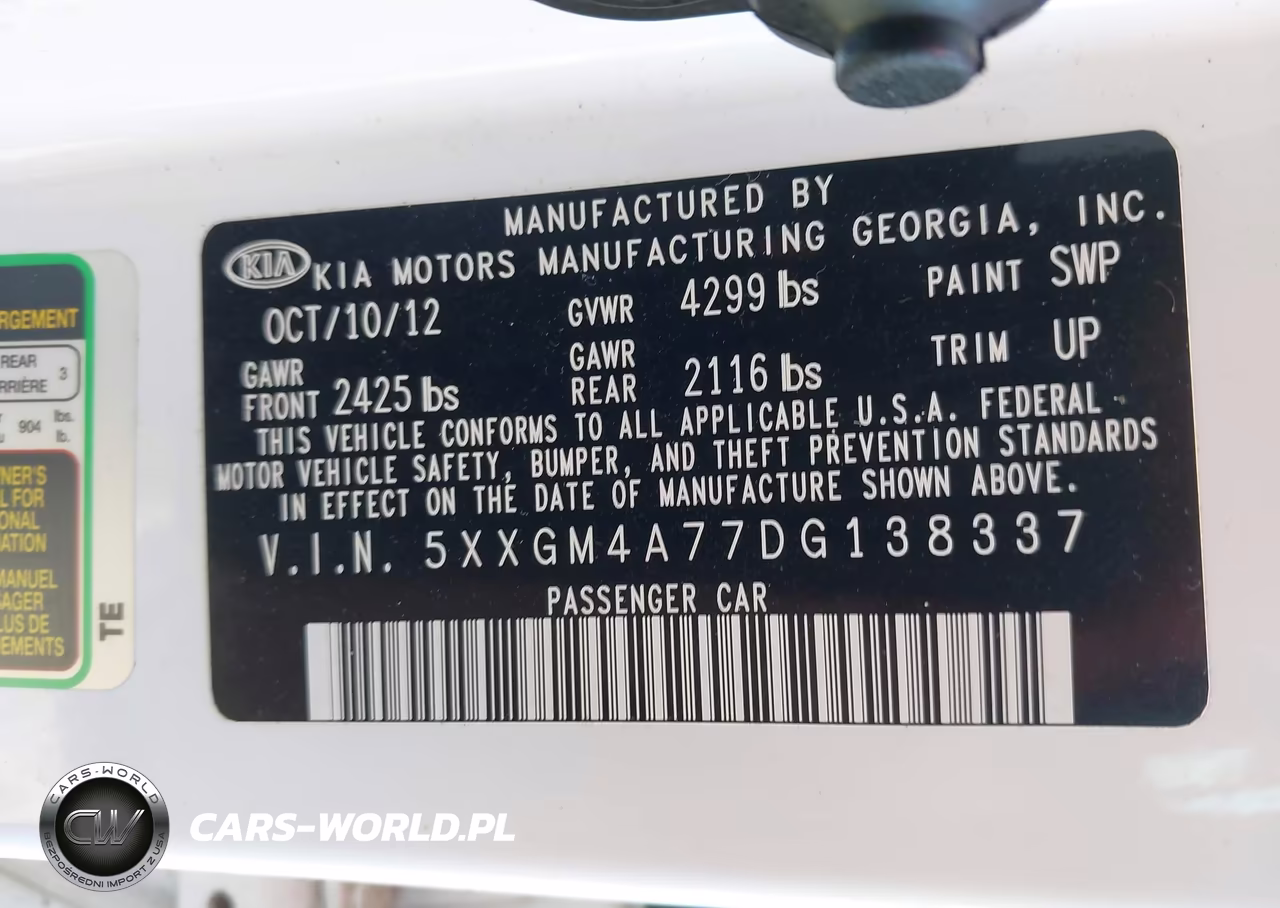 2013 Kia Optima Lx VIN:5XXGM4A77DG138337 - 9