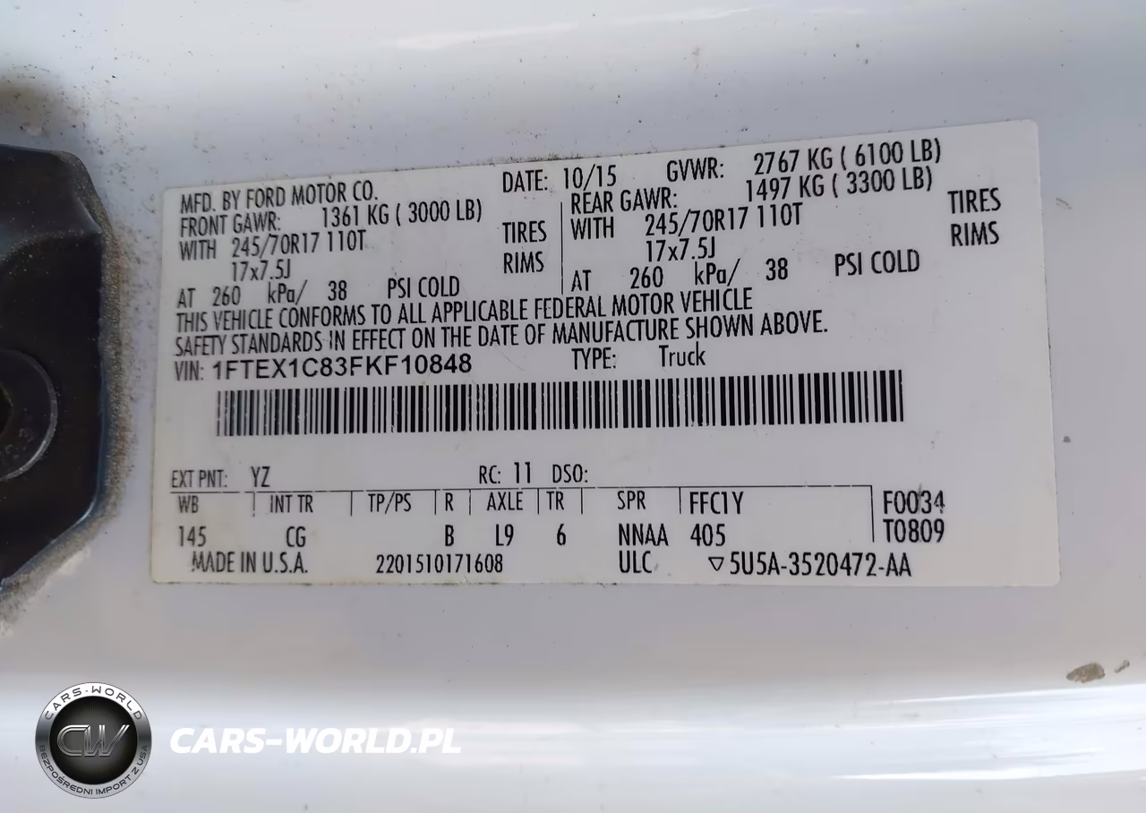 2015 Ford F-150 Xl VIN:1FTEX1C83FKF10848 - 9