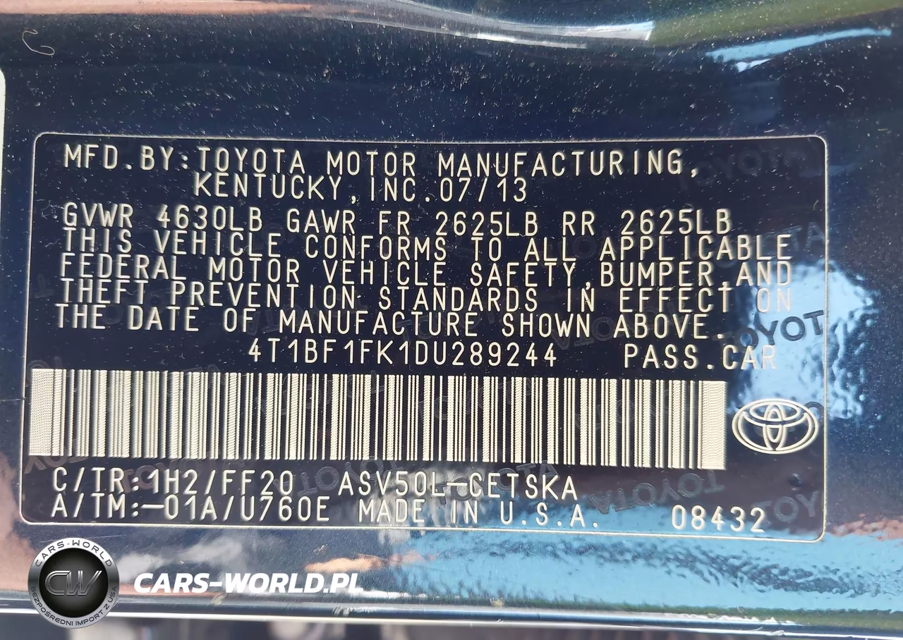 2013 Toyota Camry Se VIN:4T1BF1FK1DU289244 - 9