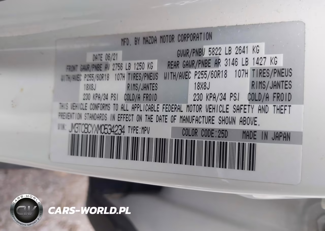 2021 Mazda Cx-9 Touring VIN:JM3TCBCYXM0534234 - 9