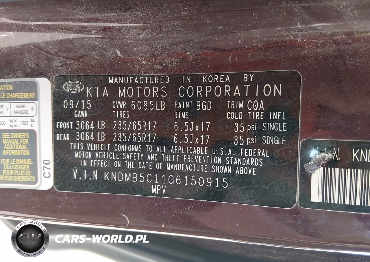 2016 Kia Sedona Lx VIN:KNDMB5C11G6150915 - 9