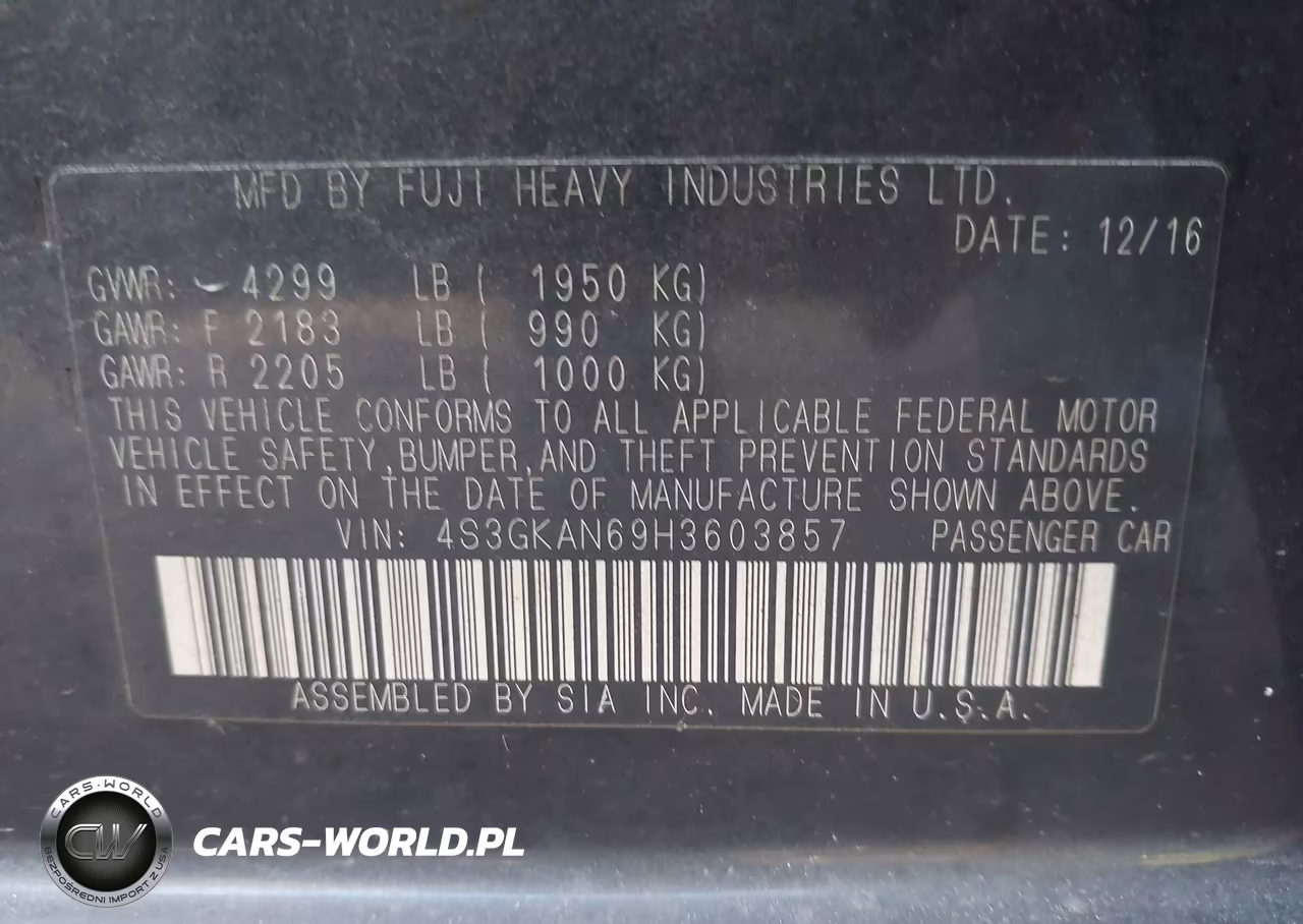 2017 Subaru Impreza 2.0I Limited VIN:4S3GKAN69H3603857 - 9