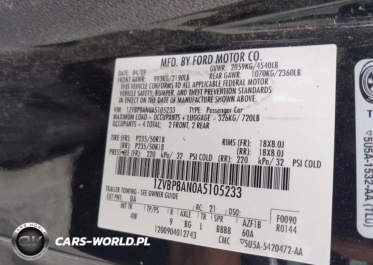 2010 Ford Mustang V6-V6 Premium VIN:1ZVBP8AN0A5105233 - 9