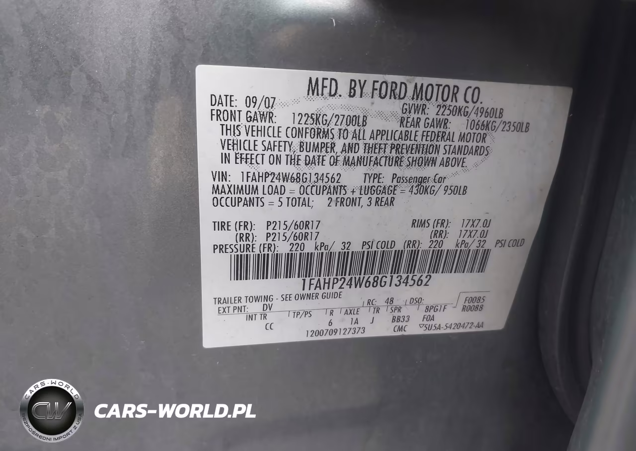 2008 Ford Taurus Sel VIN:1FAHP24W68G134562 - 9