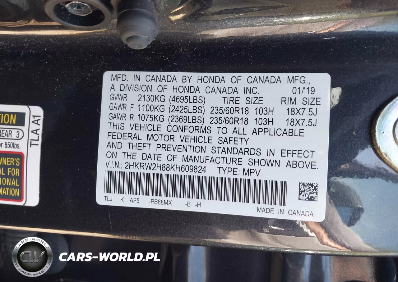 2019 Honda Cr-V Ex-L VIN:2HKRW2H88KH609824 - 9