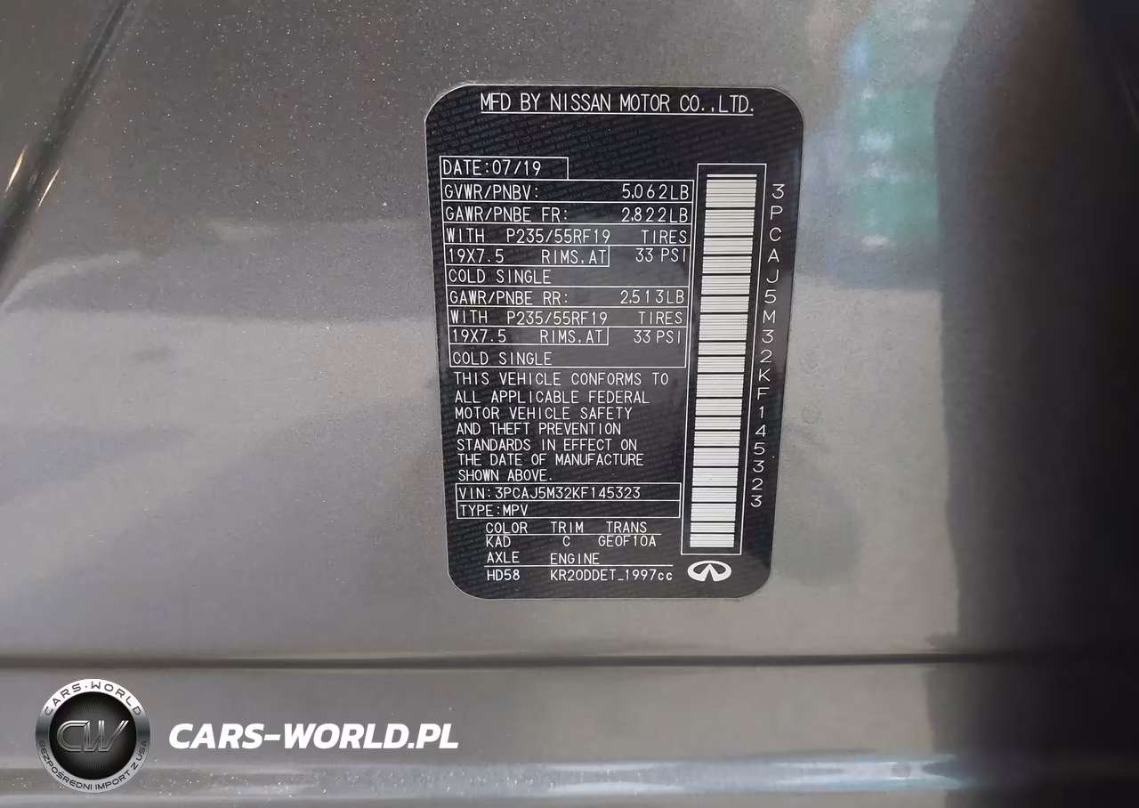 2019 Infiniti Qx50 Luxe VIN:3PCAJ5M32KF145323 - 9