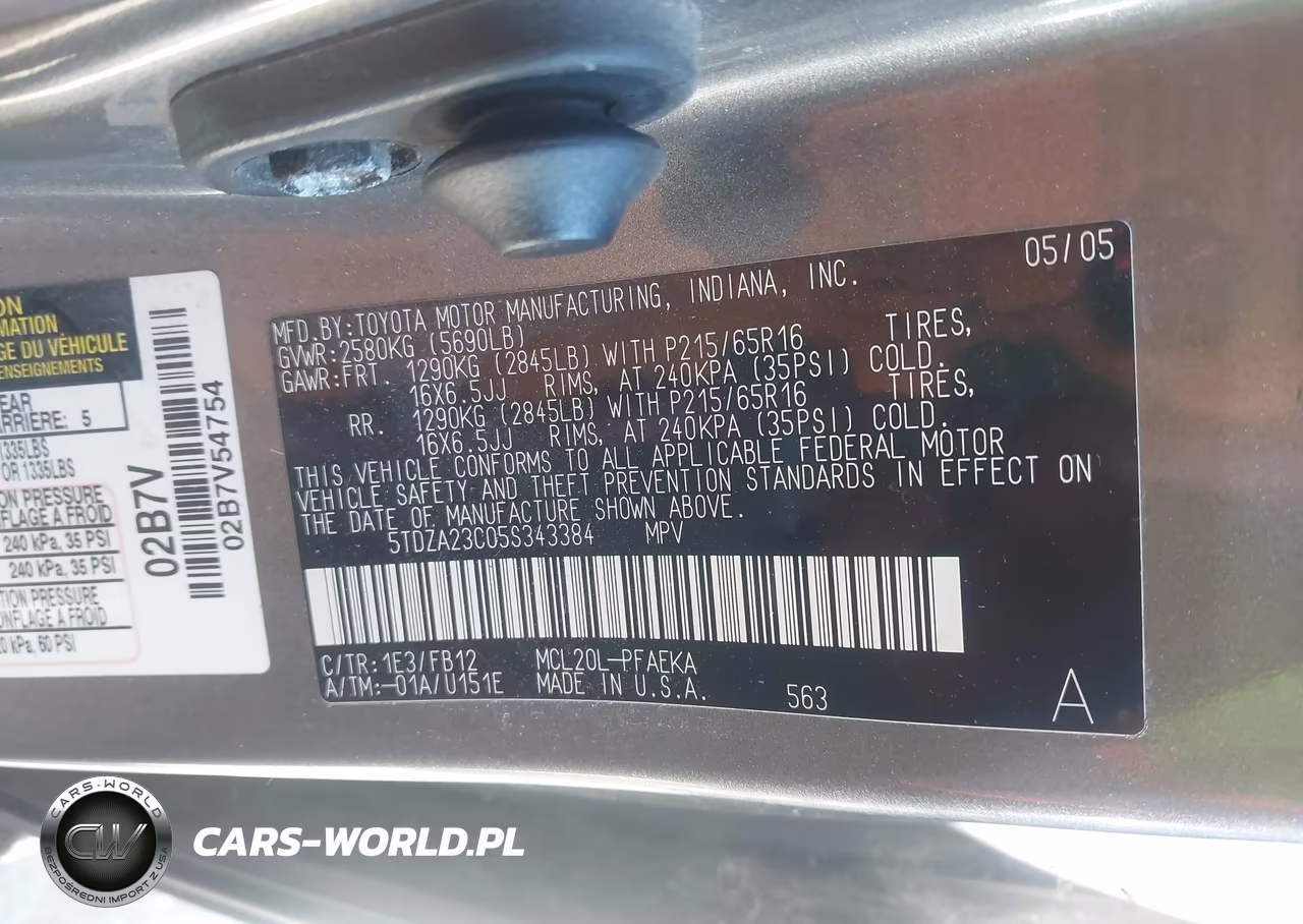 2005 Toyota Sienna Le VIN:5TDZA23C05S343384 - 9
